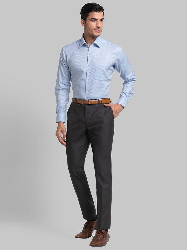 Raymond Blue Structure Slim Fit Full Sleeve Cotton Shirt