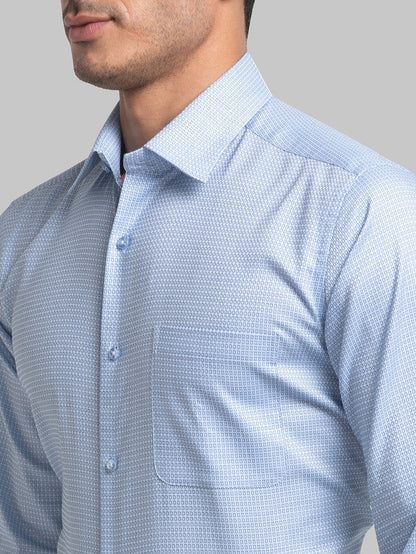 Raymond Blue Structure Slim Fit Full Sleeve Cotton Shirt