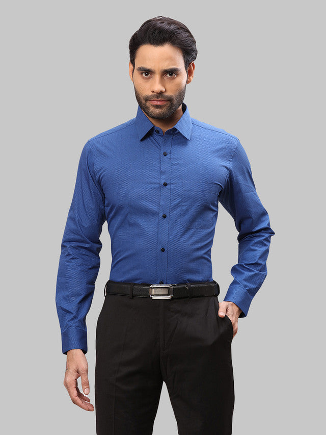 Raymond Blue Structure Slim Fit Full Sleeve Cotton Shirt