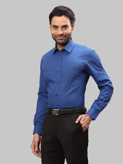 Raymond Blue Structure Slim Fit Full Sleeve Cotton Shirt