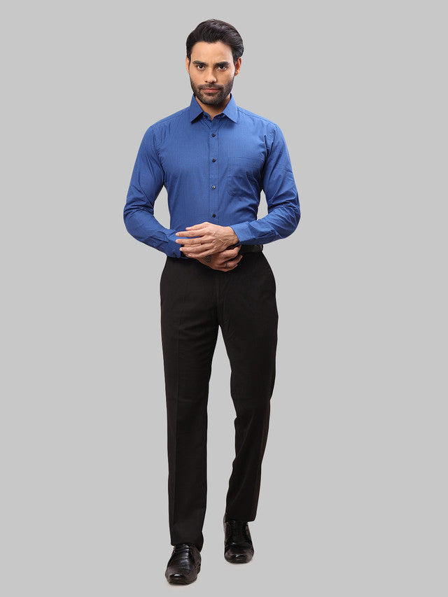 Raymond Blue Structure Slim Fit Full Sleeve Cotton Shirt