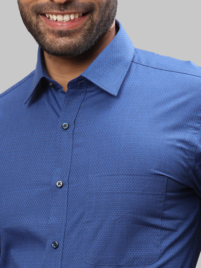 Raymond Blue Structure Slim Fit Full Sleeve Cotton Shirt