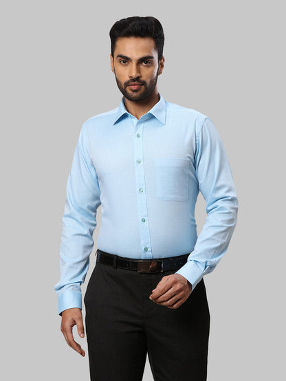 Raymond Blue Structure Slim Fit Full Sleeve Cotton Shirt