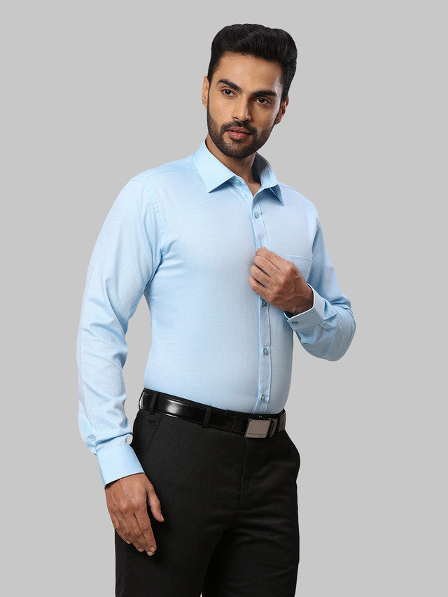 Raymond Blue Structure Slim Fit Full Sleeve Cotton Shirt