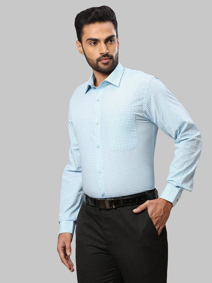 Raymond Blue Checks Slim Fit Full Sleeve Cotton Shirt