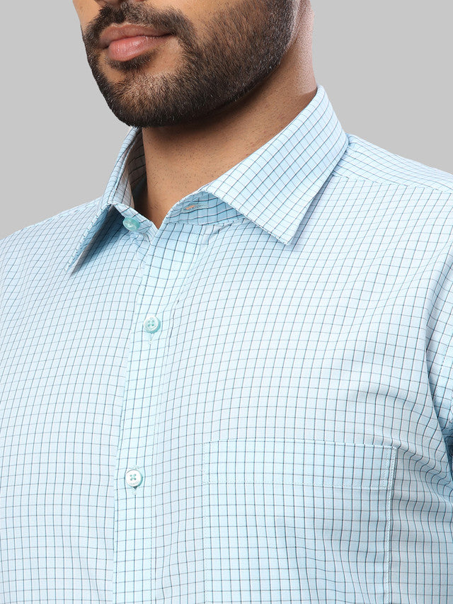 Raymond Blue Checks Slim Fit Full Sleeve Cotton Shirt
