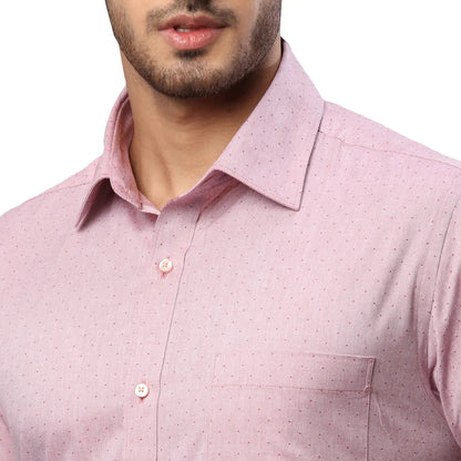 Men Red Slim Fit Structure Cotton Shirts