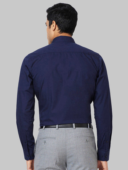 Raymond Men Blue Solid Slim Fit Cotton Formal Shirt