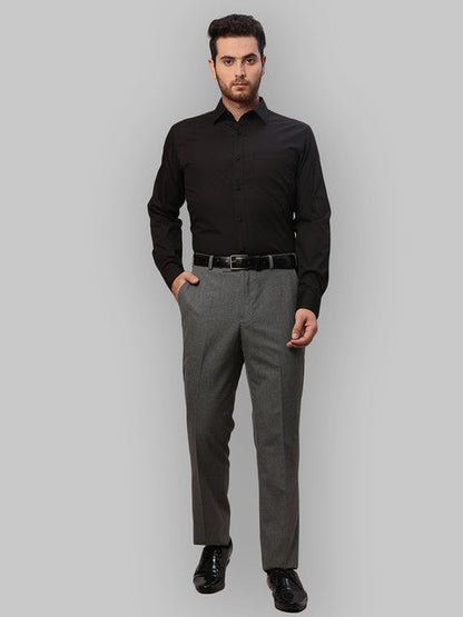 Raymond Men Black Solid Slim Fit Cotton Shirt