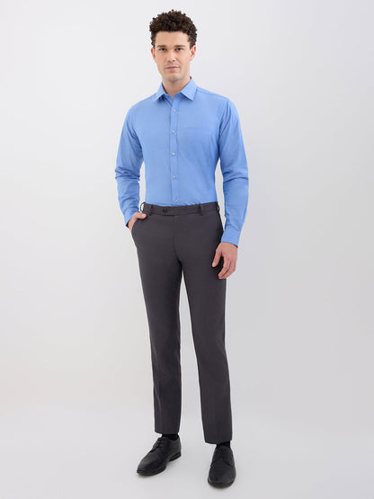 Raymond Men Blue Solid Slim Fit Cotton Formal Shirt