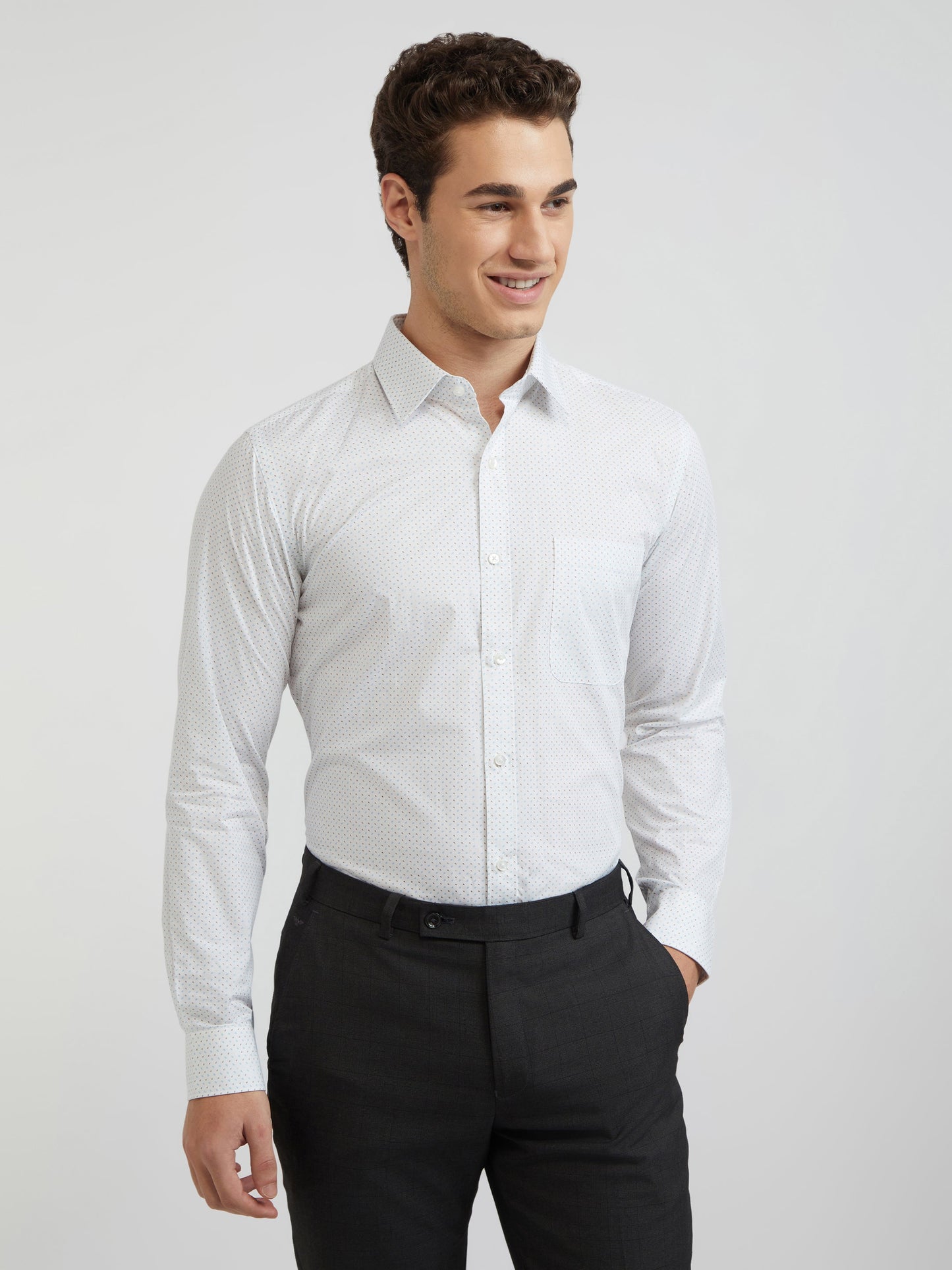 Raymond Men Green Printed Slim Fit Cotton Blend Shirt