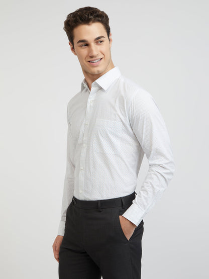 Raymond Men Green Printed Slim Fit Cotton Blend Shirt