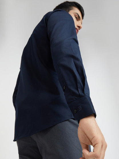 Raymond Blue Solid Slim Fit Cotton Formal Shirt