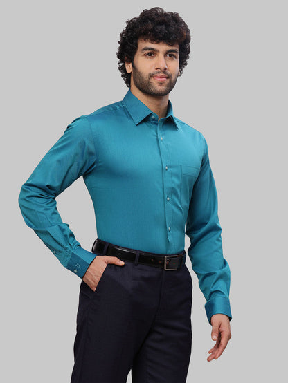 Raymond Men Blue Solid Slim Fit Cotton Shirt