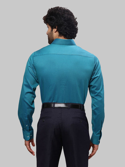 Raymond Men Blue Solid Slim Fit Cotton Shirt