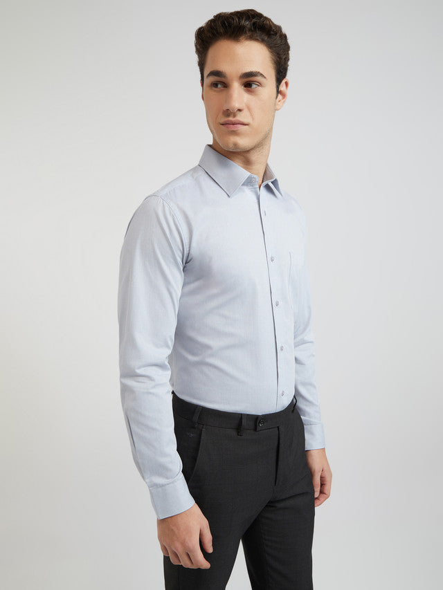 Raymond Men Grey Dobby Slim Fit Cotton Shirts
