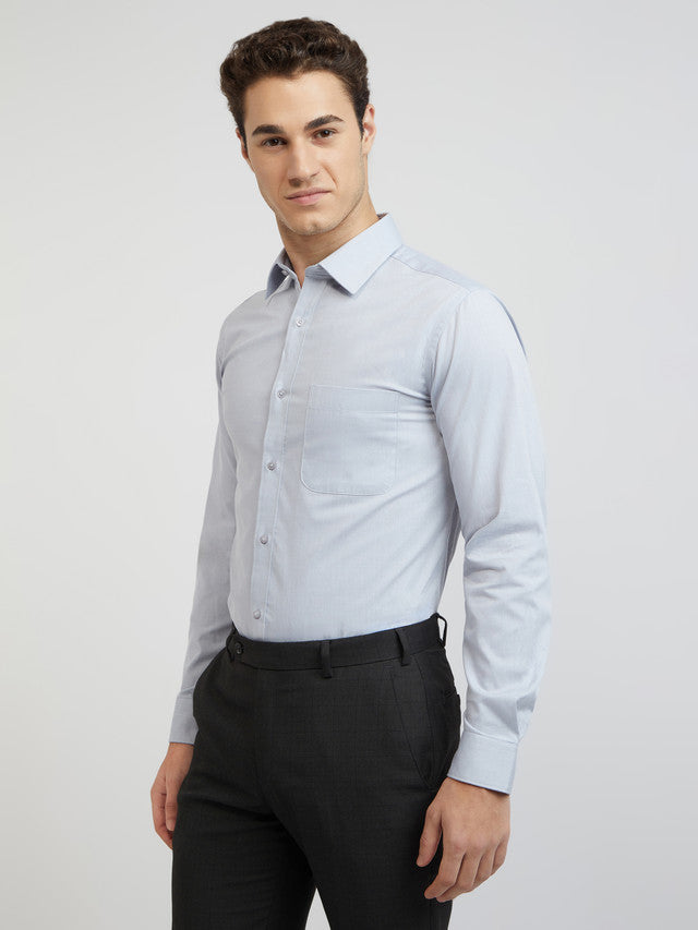 Raymond Men Grey Dobby Slim Fit Cotton Shirts