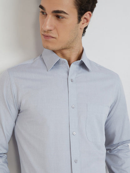 Raymond Men Grey Dobby Slim Fit Cotton Shirts