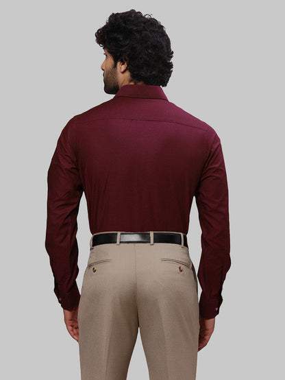 Raymond Men Maroon Dobby Slim Fit Cotton Shirt