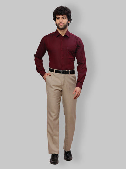 Raymond Men Maroon Dobby Slim Fit Cotton Shirt