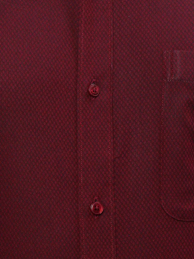Raymond Men Maroon Dobby Slim Fit Cotton Shirt