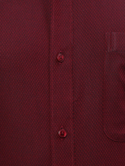 Raymond Men Maroon Dobby Slim Fit Cotton Shirt