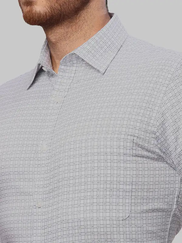 Men White Slim Fit Checks Cotton Shirts