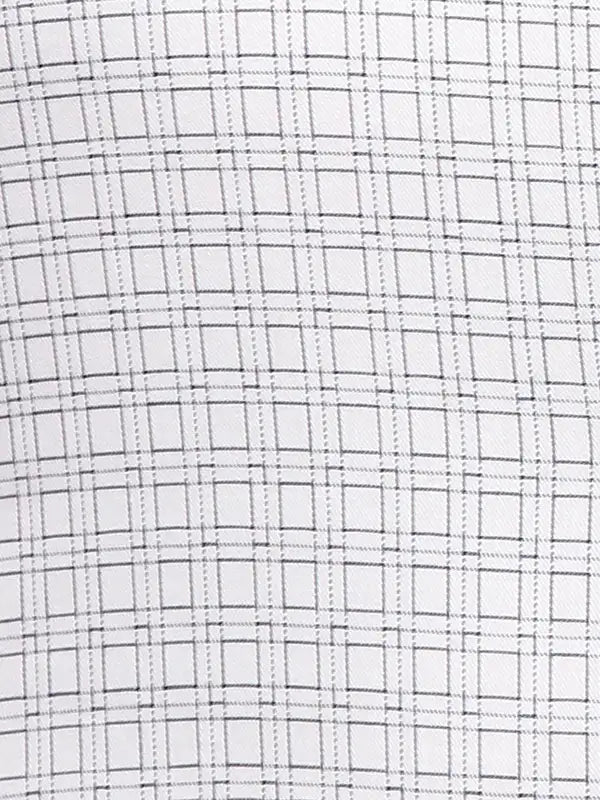 Men White Slim Fit Checks Cotton Shirts