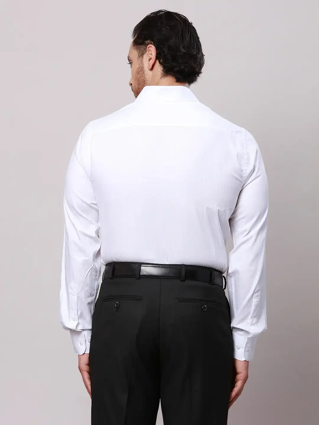 Raymond Men White Slim Fit Structure Cotton Formal Shirt