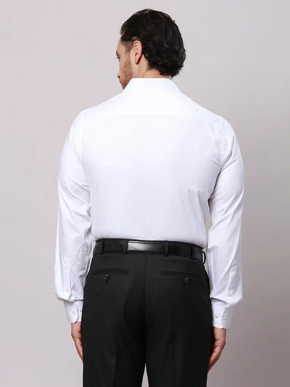 Raymond Men White Slim Fit Structure Cotton Formal Shirt
