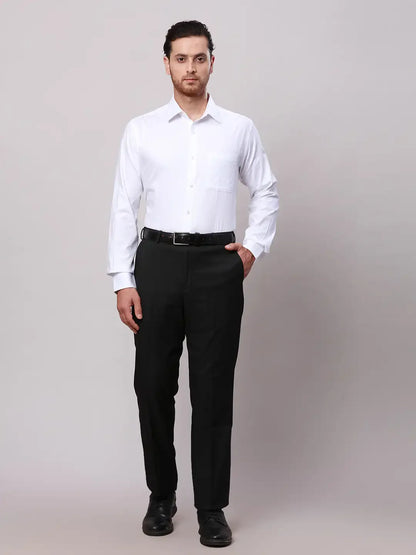 Raymond Men White Slim Fit Structure Cotton Formal Shirt