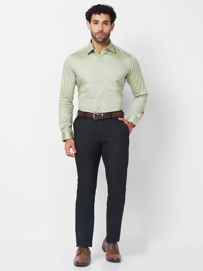 Raymond Men Green Solid Slim Fit Cotton Shirt
