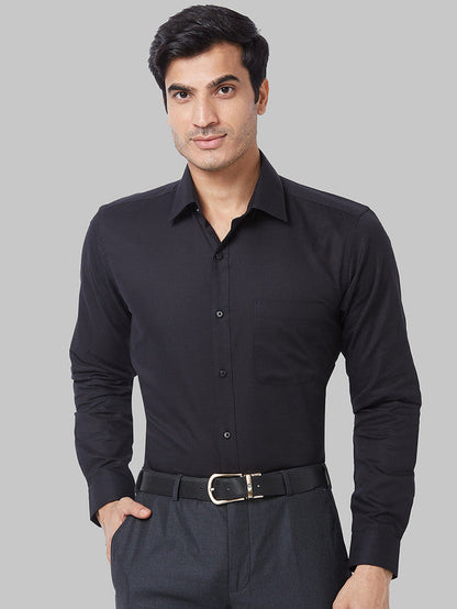 Raymond Black Solid Slim Fit Cotton Formal Shirt