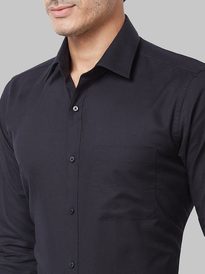Raymond Black Solid Slim Fit Cotton Formal Shirt