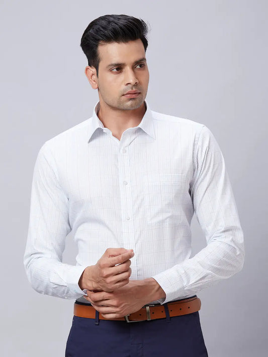 Raymond Men Blue Structure Slim Fit Cotton Shirt