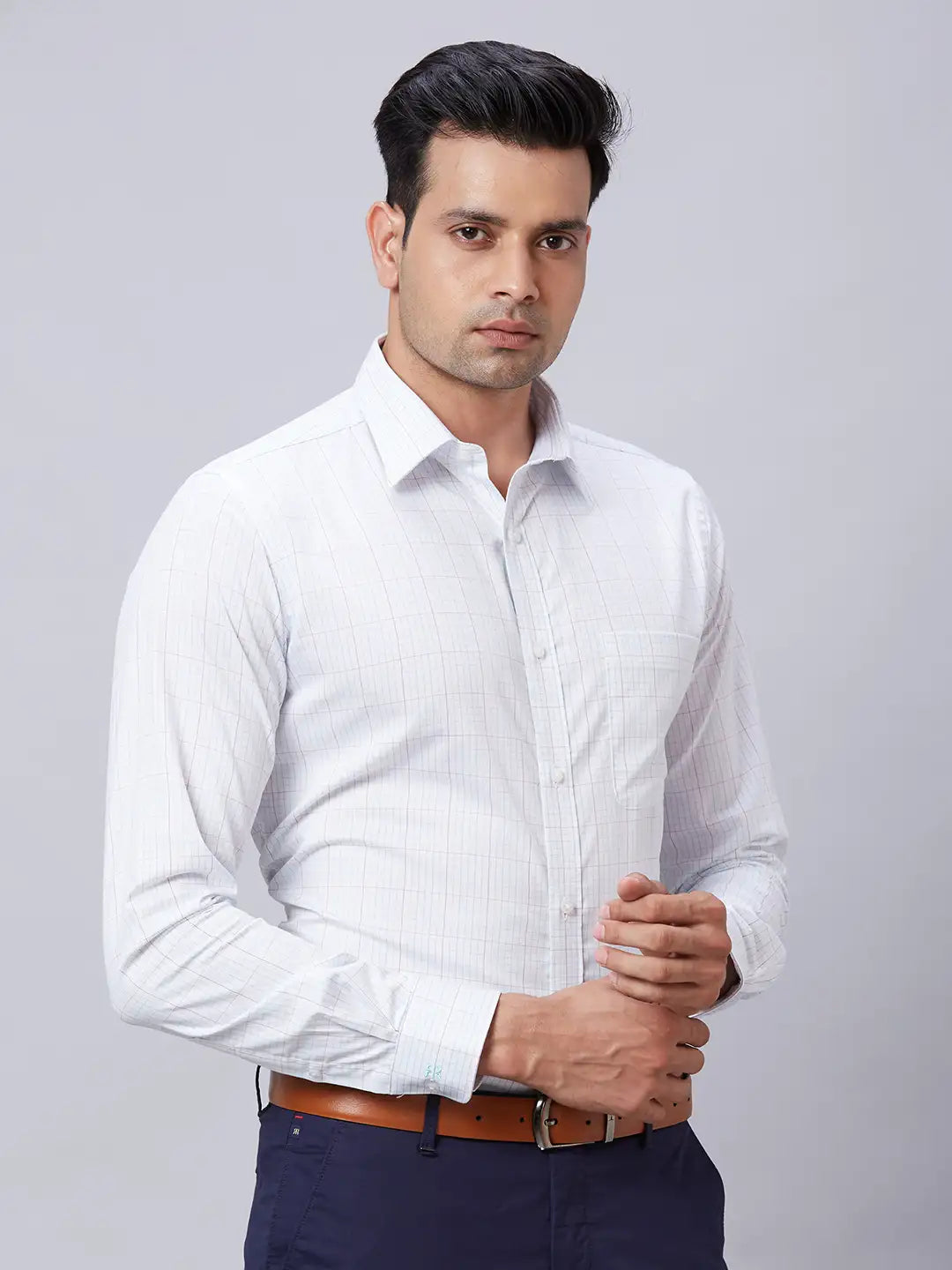 Raymond Men Blue Structure Slim Fit Cotton Shirt