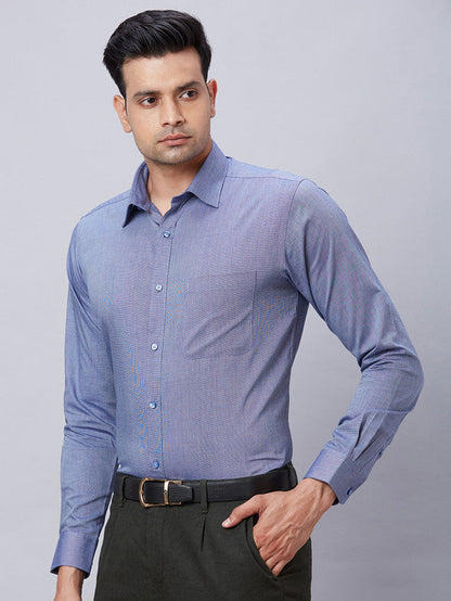 Raymond Men Blue Structure Slim Fit Cotton Shirt