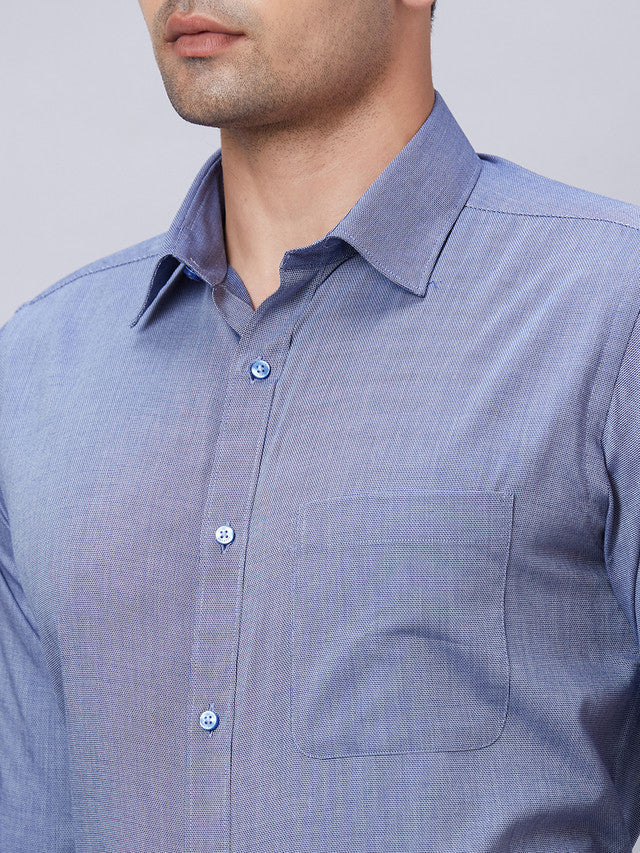 Raymond Men Blue Structure Slim Fit Cotton Shirt