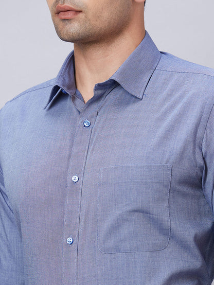 Raymond Men Blue Structure Slim Fit Cotton Shirt