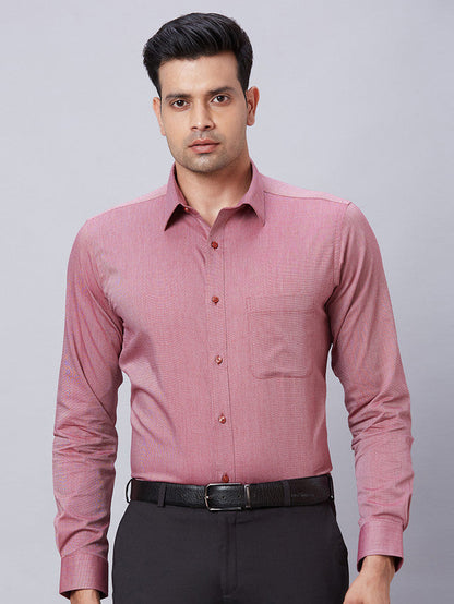 Raymond Red Structure Slim Fit Cotton Formal Shirt