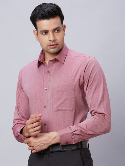 Raymond Red Structure Slim Fit Cotton Formal Shirt