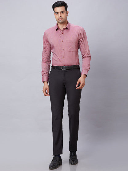 Raymond Red Structure Slim Fit Cotton Formal Shirt