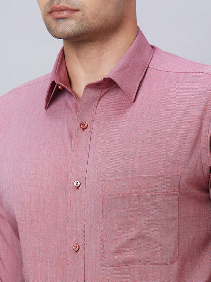 Raymond Red Structure Slim Fit Cotton Formal Shirt