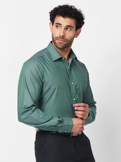 Raymond Men Green Structure Slim Fit Cotton Shirt