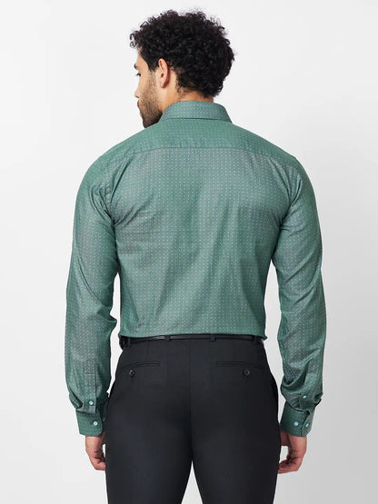 Raymond Men Green Structure Slim Fit Cotton Shirt