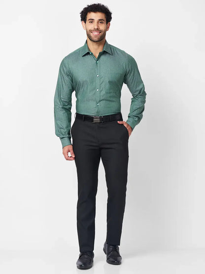 Raymond Men Green Structure Slim Fit Cotton Shirt