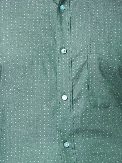 Raymond Men Green Structure Slim Fit Cotton Shirt