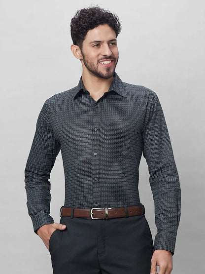 Raymond Men Grey Structure Slim Fit Cotton Shirts