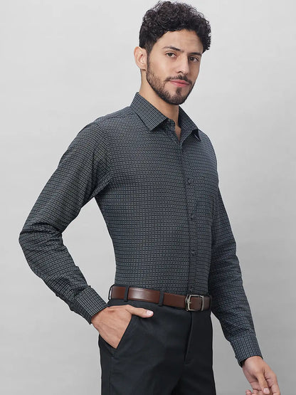 Raymond Men Grey Structure Slim Fit Cotton Shirts