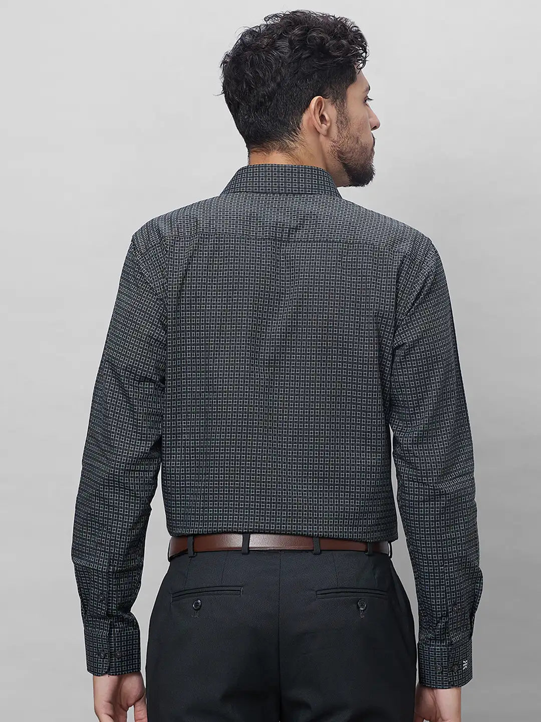 Raymond Men Grey Structure Slim Fit Cotton Shirts